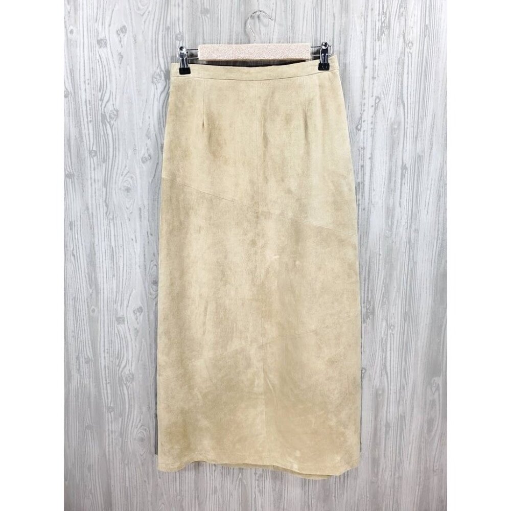 Elegant Cream Suede Maxi Skirt